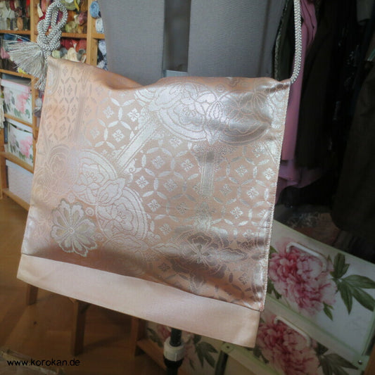 flache Taiko Trommel Kimono Seidenbrokat Tasche mit Obijime Träger, Unikat