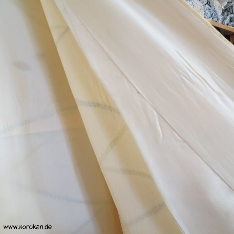grün - gelb Shibori Blätter Seidendamast Komon Kimono