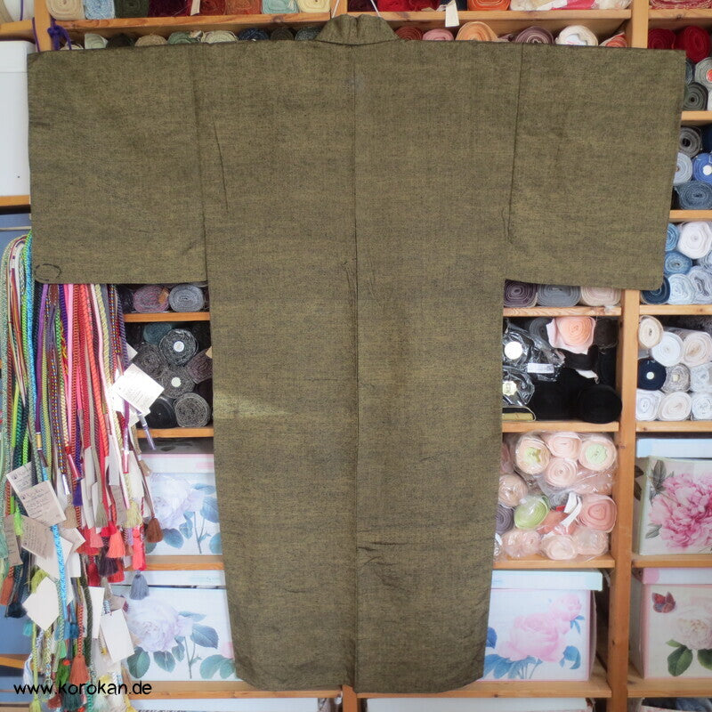 dunkler curry Tsumugi Seide Hitoe Kimono