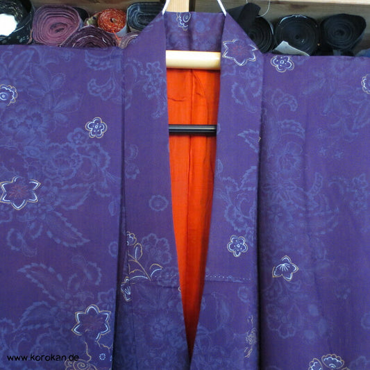 ShiShi Löwe, Blüten, antiker Komon Seidencrepe Kimono