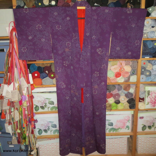 ShiShi Löwe, Blüten, antiker Komon Seidencrepe Kimono