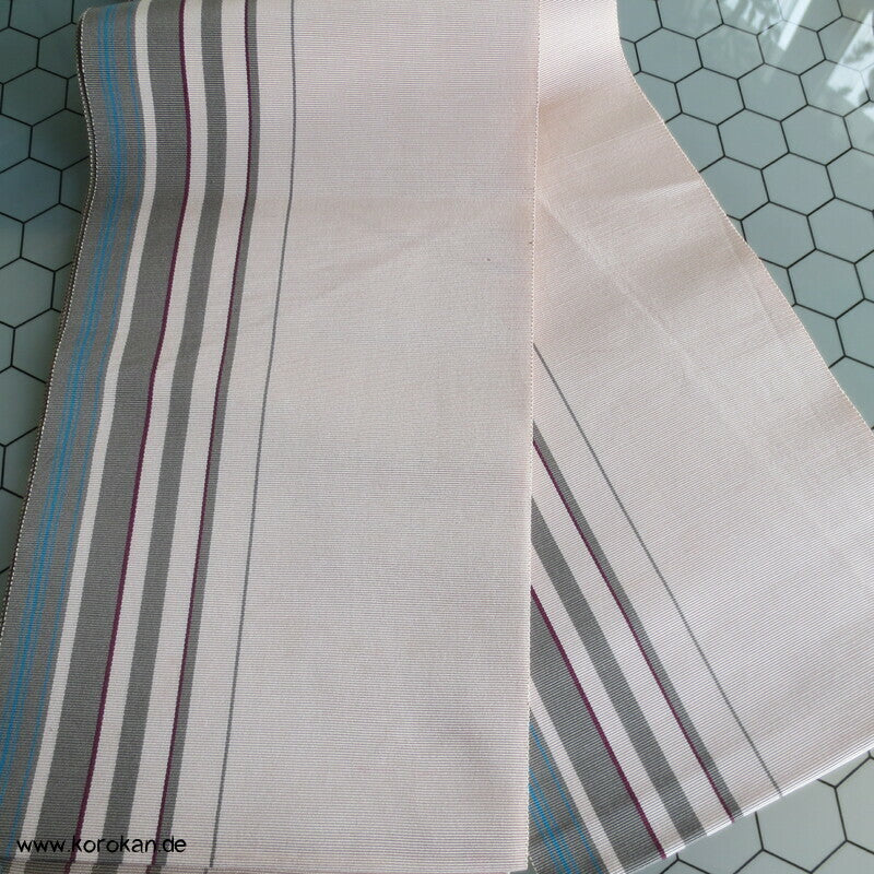 gestreifter Seidenrips Hanhaba Obi / Date Jime