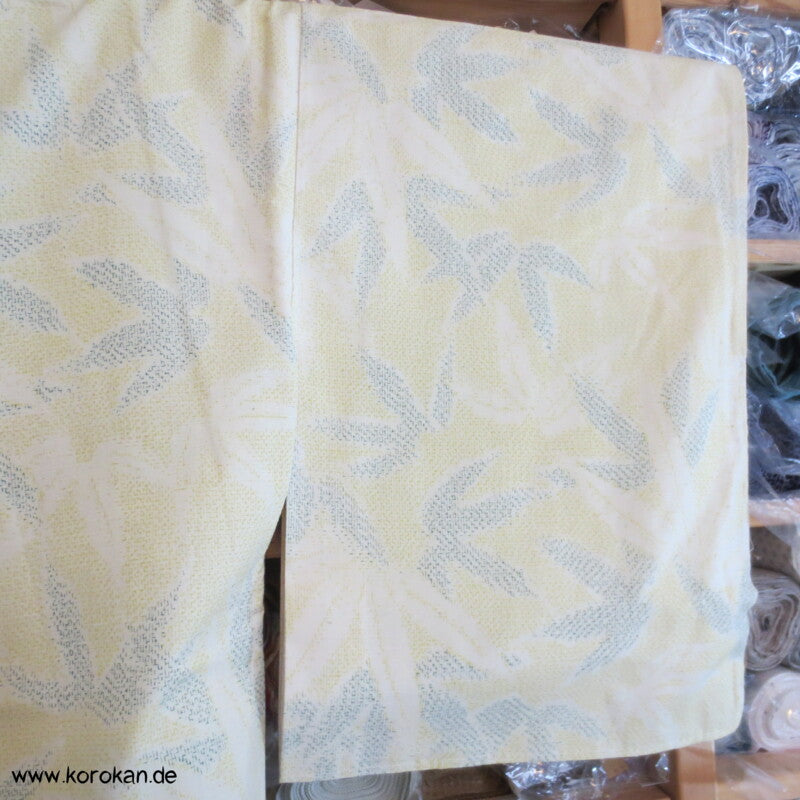 Bambus hellgelb - grün - natur Kasuri Tsumugi Seiden Kimono