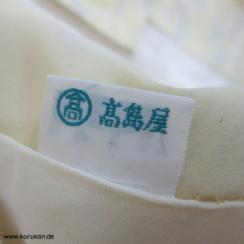Bambus hellgelb - grün - natur Kasuri Tsumugi Seiden Kimono
