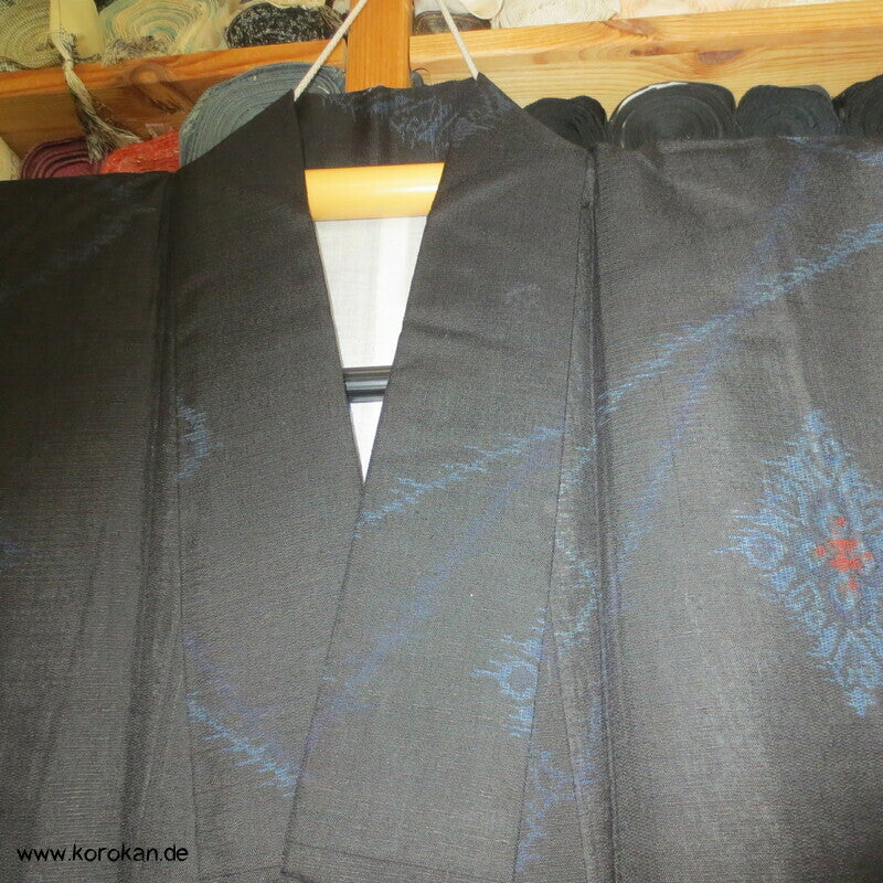 japanischer Wellen, Diamantrauten Kasuri Tsumugi Seiden Kimono