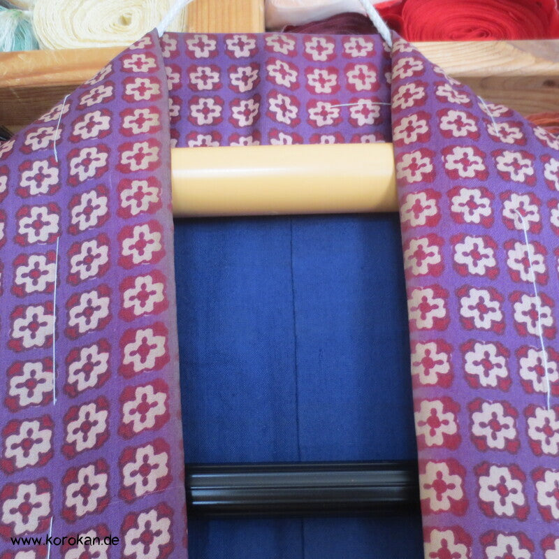 Seiden Honan homemade Kimono, lila mit kleinen Kreuzen