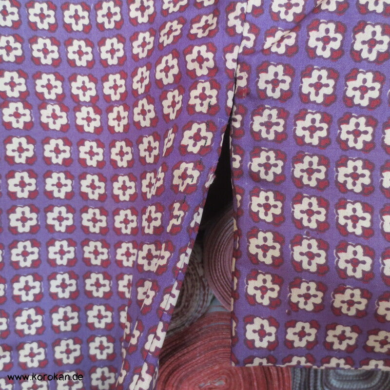 Seiden Honan homemade Kimono, lila mit kleinen Kreuzen