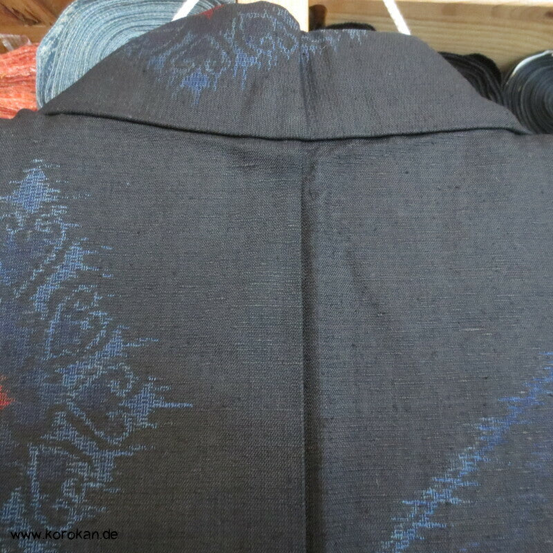 japanischer Wellen, Diamantrauten Kasuri Tsumugi Seiden Kimono