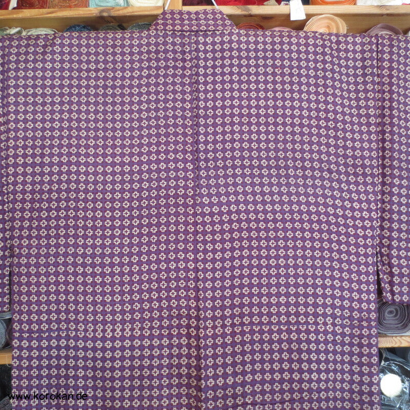 Seiden Honan homemade Kimono, lila mit kleinen Kreuzen