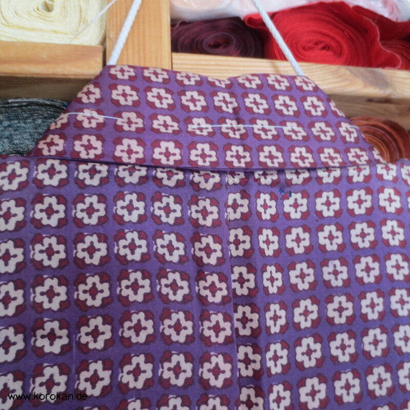 Seiden Honan homemade Kimono, lila mit kleinen Kreuzen