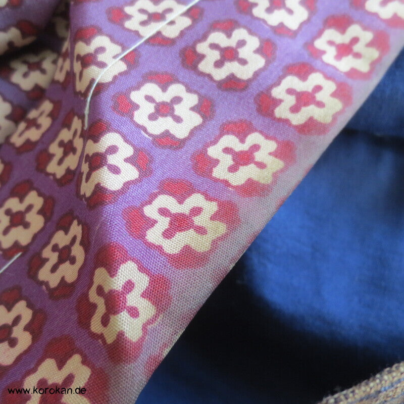 Seiden Honan homemade Kimono, lila mit kleinen Kreuzen