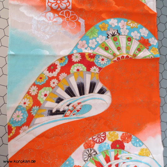 Wasserräder, Wellenkämme silber gold Kinder Kimono Stoff