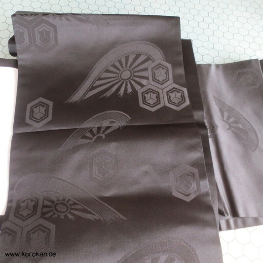 schwarz, Genji Rad und Kikko Chuya Fukuro Obi Seiden Kimonogürtel