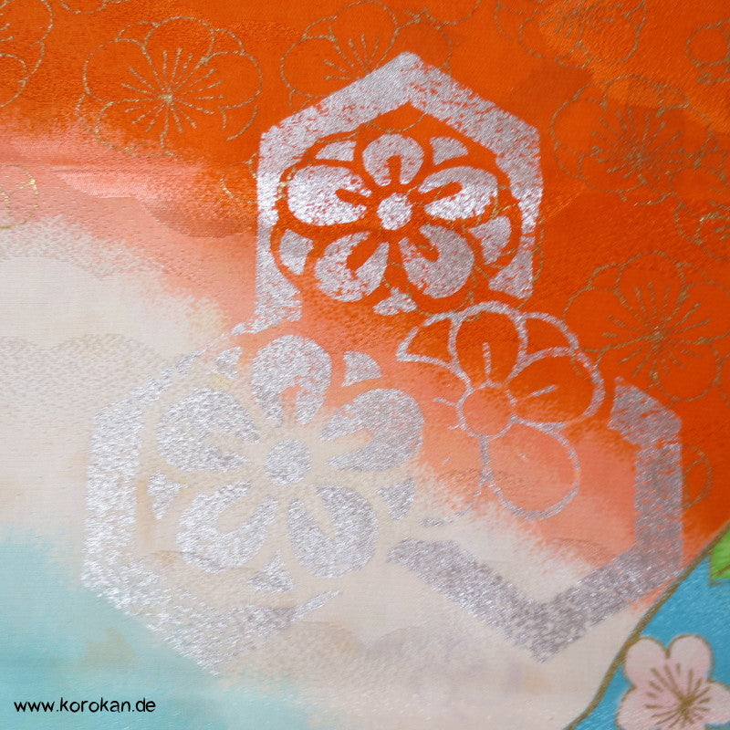 Wasserräder, Wellenkämme silber gold Kinder Kimono Stoff