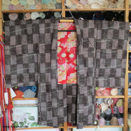 Art Deco Kreise über Karo Haori Kimono Jacke