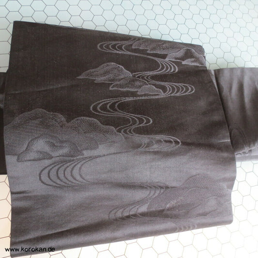 schwarz gewebte Uferlandschaft Chuya Fukuro Obi