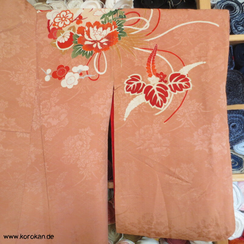 antiker Kusudama Blumenkugeln Homongi Seidendamast Kimono