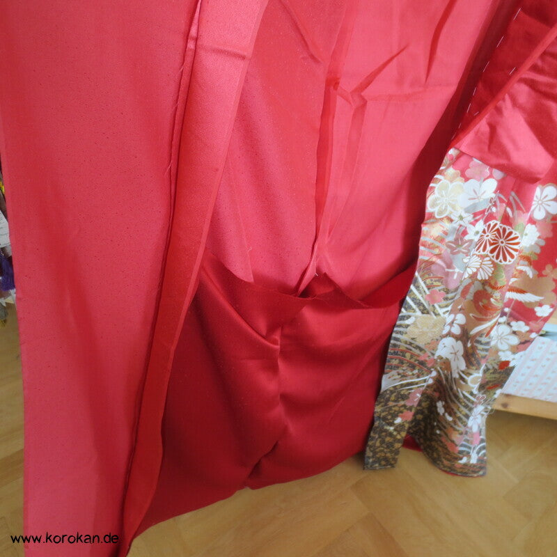 Blüten und Phönix azalee Furisode, Seidendamast Karieba Kimono Stoff