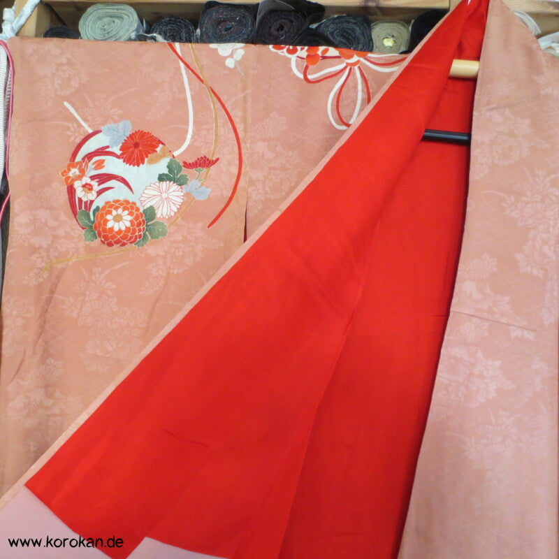 antiker Kusudama Blumenkugeln Homongi Seidendamast Kimono