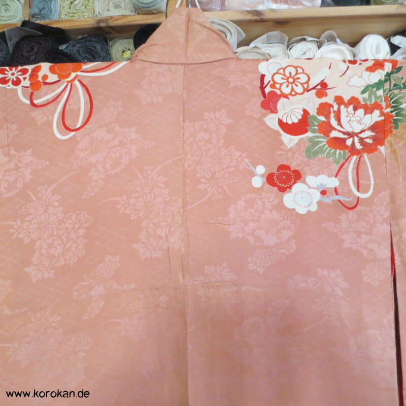antiker Kusudama Blumenkugeln Homongi Seidendamast Kimono