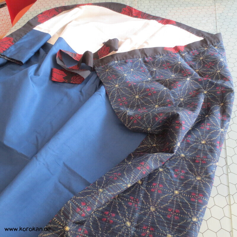 Tsumugi Kasuri zweiteiliger Kimono aus Dochugi + Wickelrock