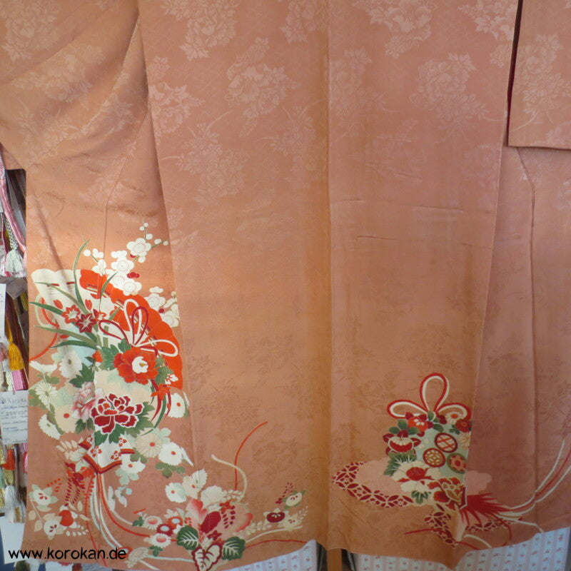 antiker Kusudama Blumenkugeln Homongi Seidendamast Kimono