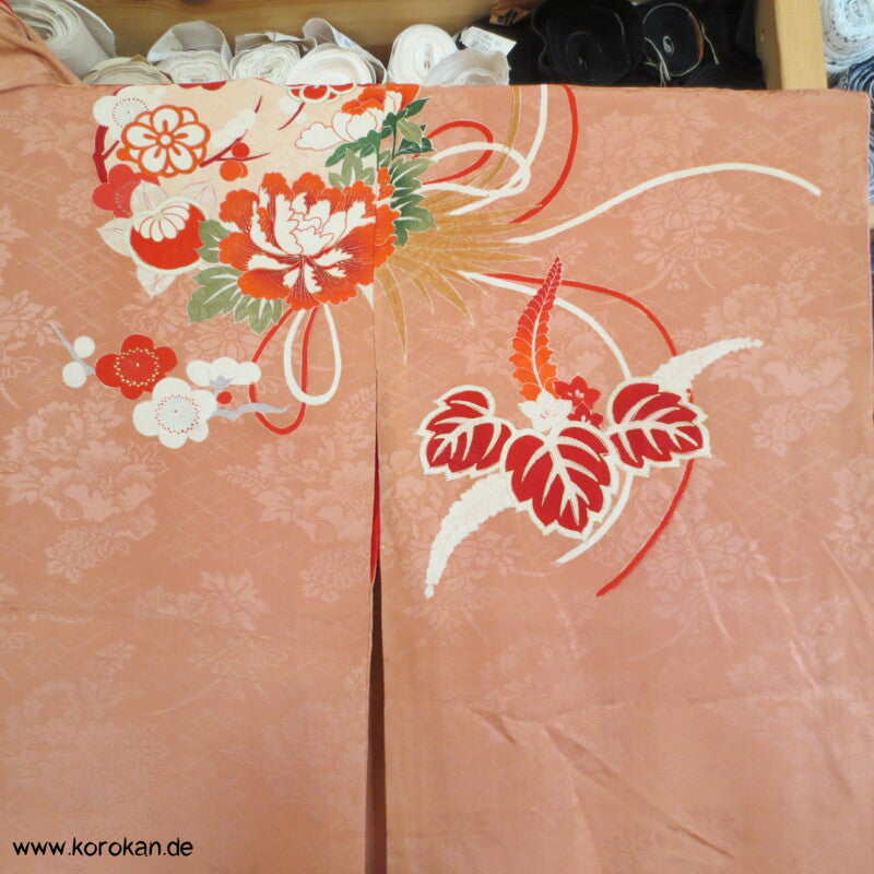 antiker Kusudama Blumenkugeln Homongi Seidendamast Kimono