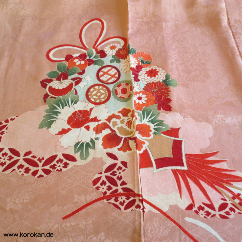 antiker Kusudama Blumenkugeln Homongi Seidendamast Kimono