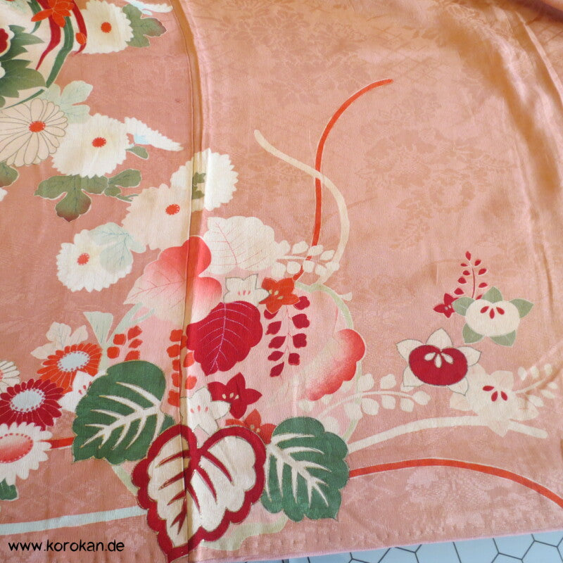 antiker Kusudama Blumenkugeln Homongi Seidendamast Kimono