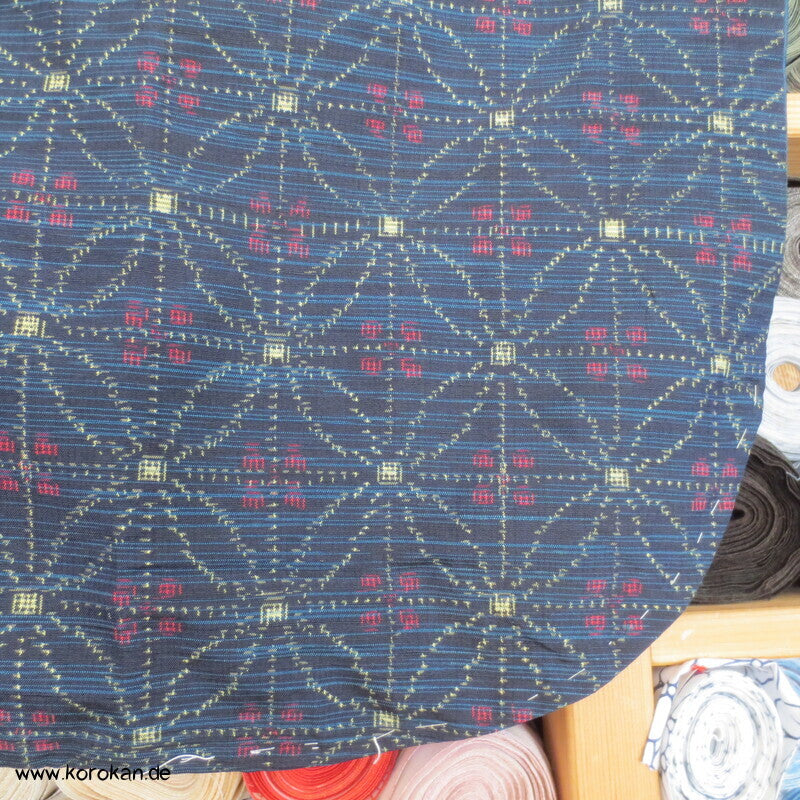 Tsumugi Kasuri zweiteiliger Kimono aus Dochugi + Wickelrock