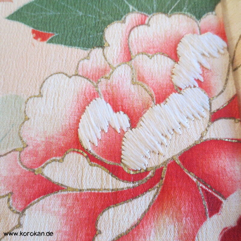 antiker Kusudama Blumenkugeln Homongi Seidendamast Kimono