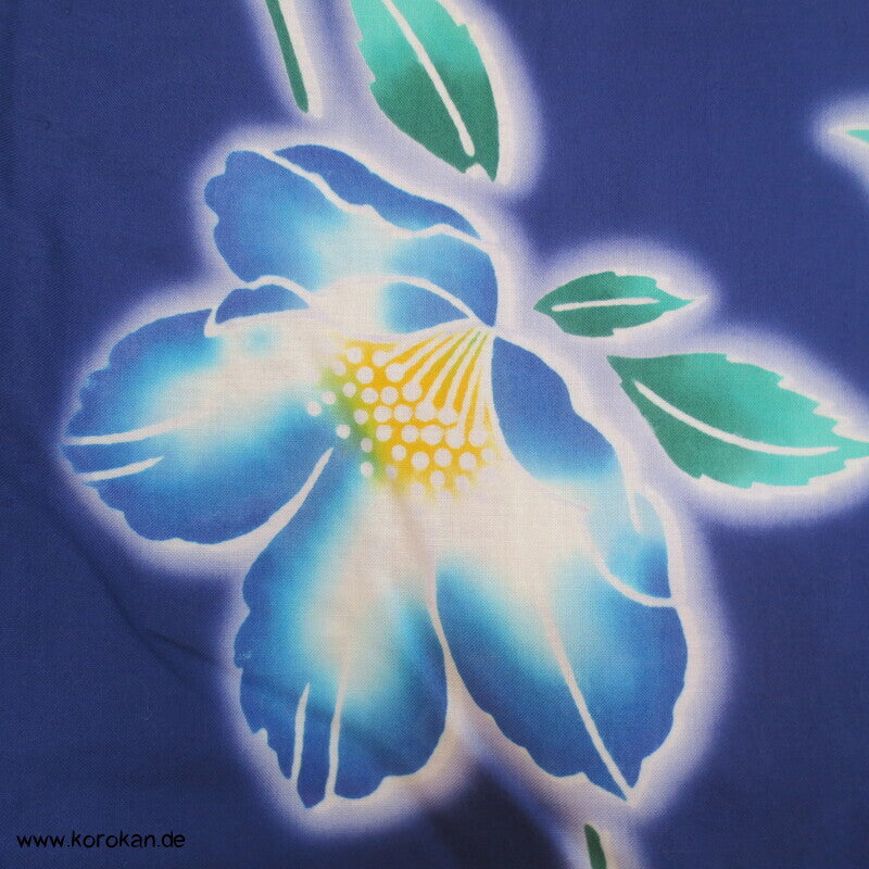 Japan Baumwoll Yukata Kimono blaue Blumen auf blau
