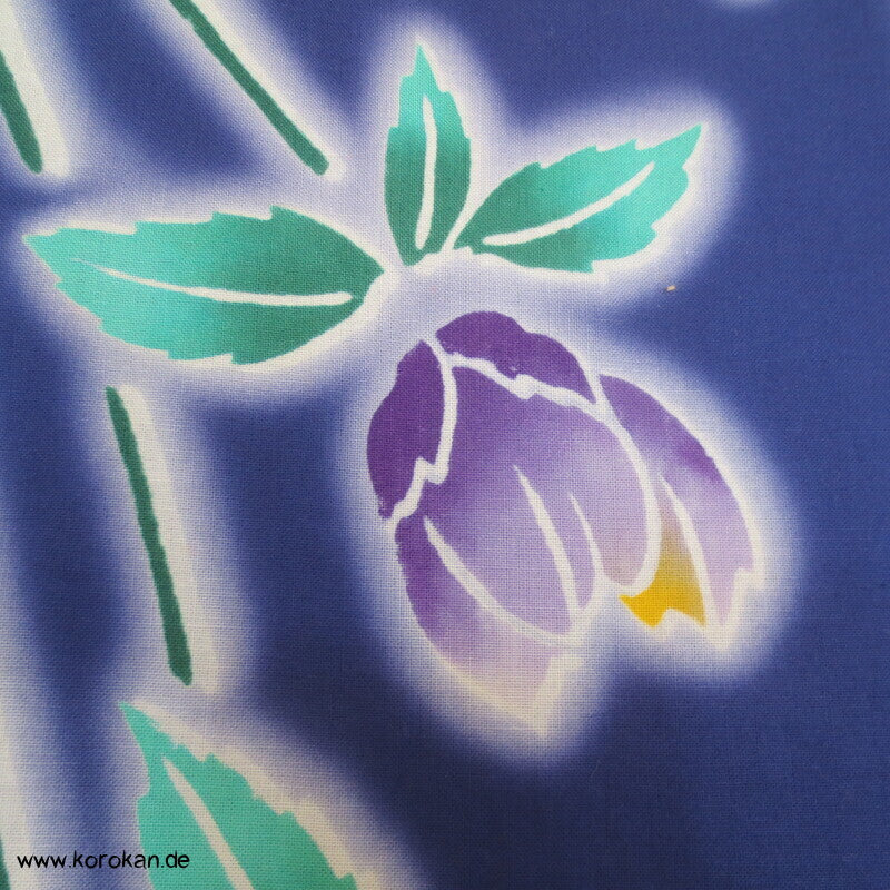 Japan Baumwoll Yukata Kimono blaue Blumen auf blau