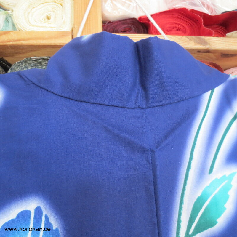 Japan Baumwoll Yukata Kimono blaue Blumen auf blau