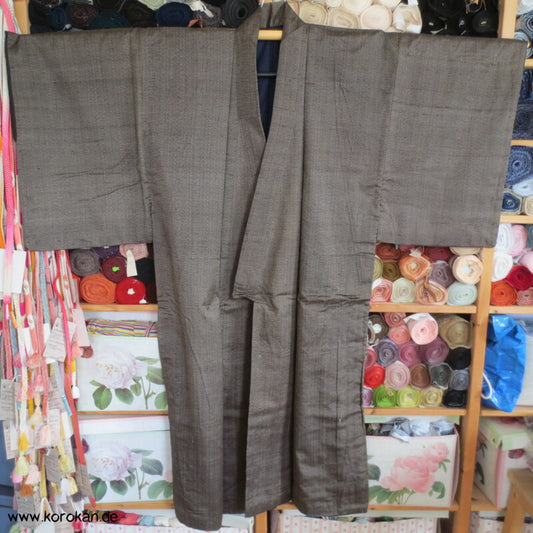Tsumugi Hausmantel - Seide gepolsterter Komon Kimono