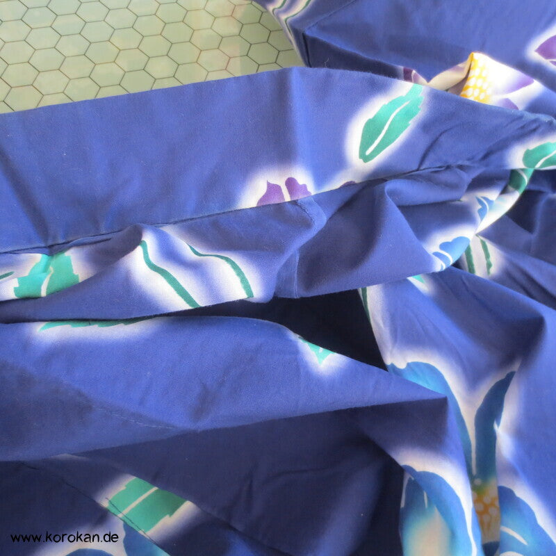 Japan Baumwoll Yukata Kimono blaue Blumen auf blau