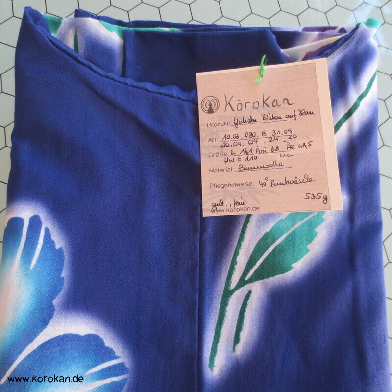 Japan Baumwoll Yukata Kimono blaue Blumen auf blau
