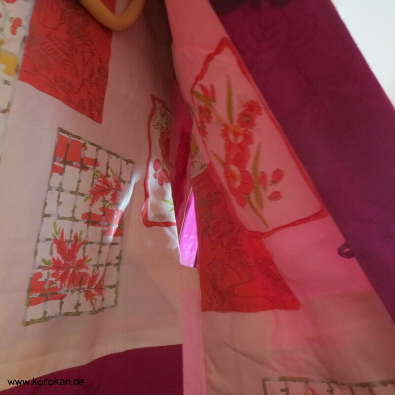 Urushi und Silber Seidenbrokat Ume Blüten antike Haori Kimono Jacke