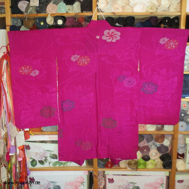 Urushi und Silber Seidenbrokat Ume Blüten antike Haori Kimono Jacke