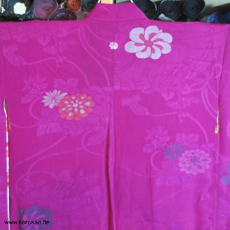 Urushi und Silber Seidenbrokat Ume Blüten antike Haori Kimono Jacke