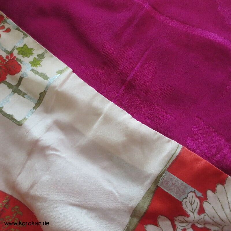 Urushi und Silber Seidenbrokat Ume Blüten antike Haori Kimono Jacke