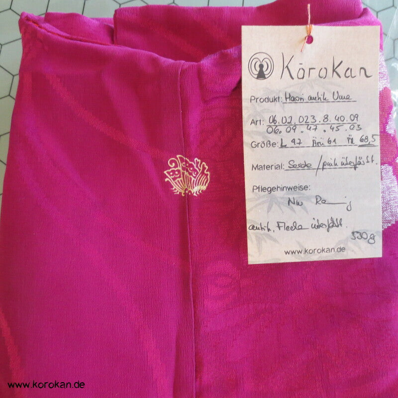 Urushi und Silber Seidenbrokat Ume Blüten antike Haori Kimono Jacke