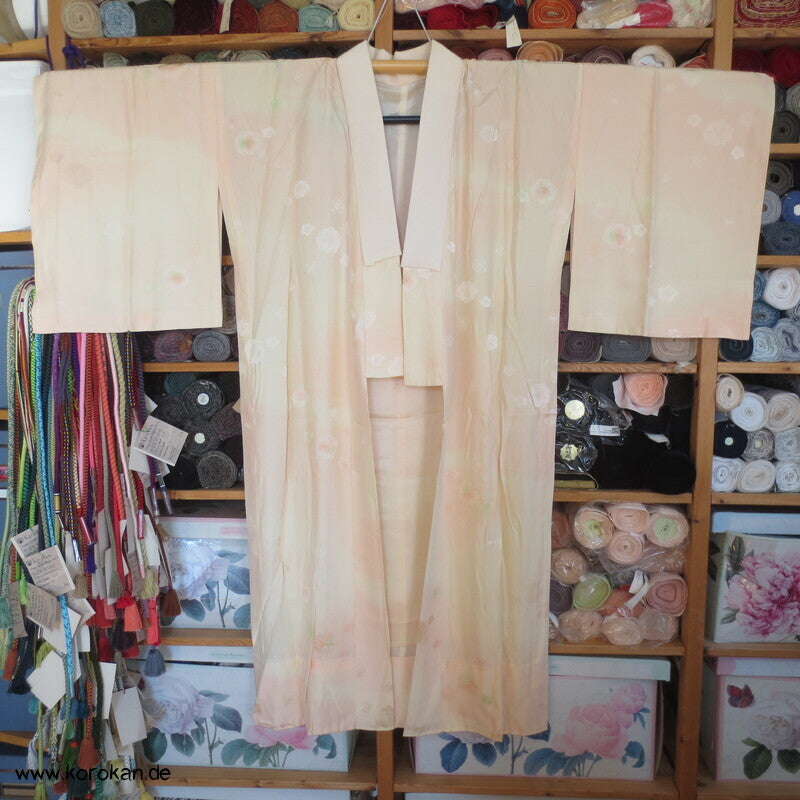 Ume Blüten Shibori Elemente Seidendamast Juban Unterkimono, wie neu