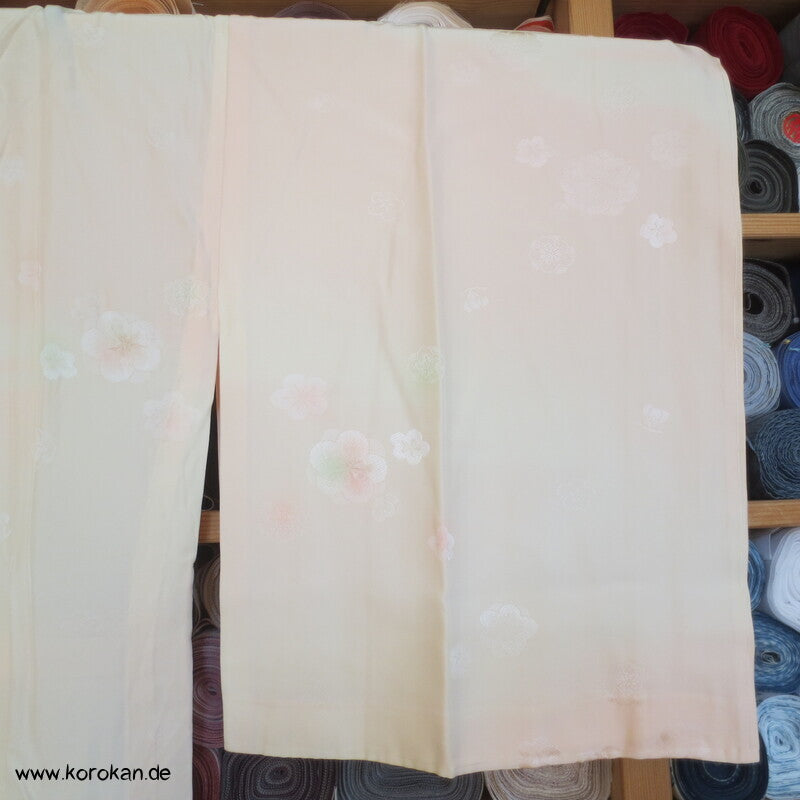 Ume Blüten Shibori Elemente Seidendamast Juban Unterkimono, wie neu