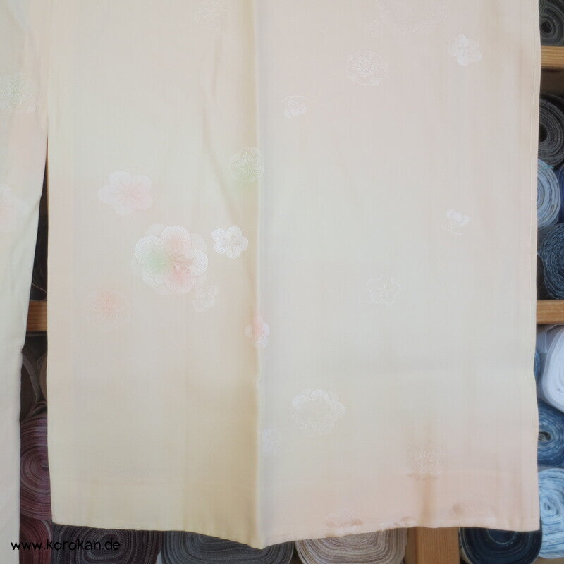 Ume Blüten Shibori Elemente Seidendamast Juban Unterkimono, wie neu
