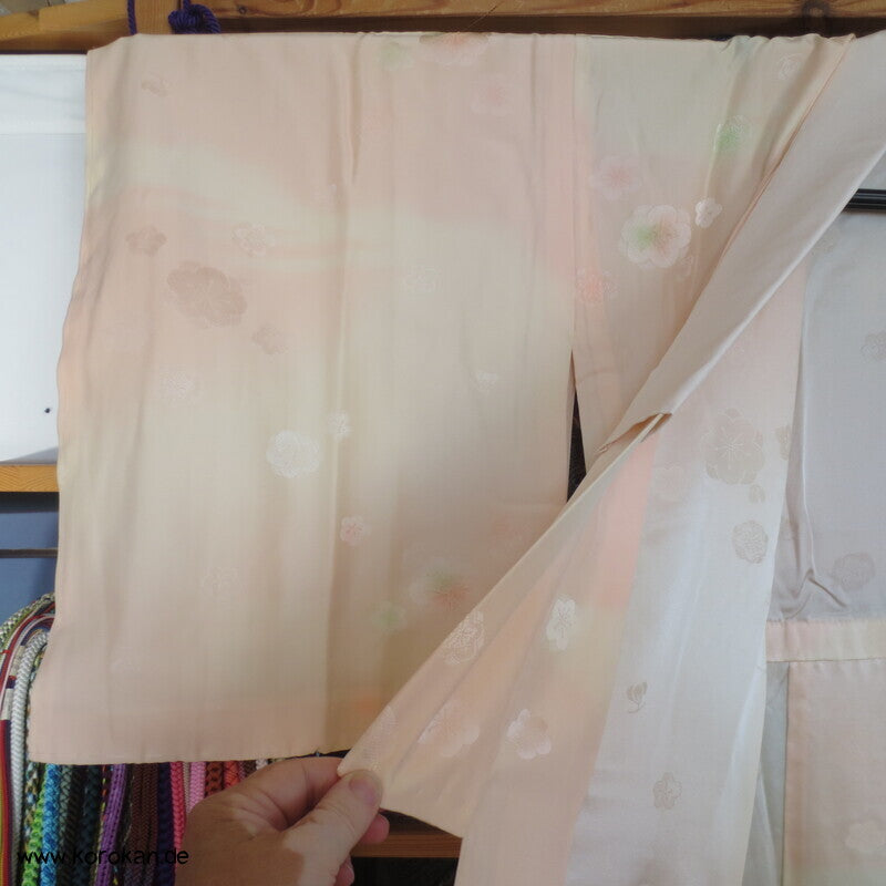 Ume Blüten Shibori Elemente Seidendamast Juban Unterkimono, wie neu