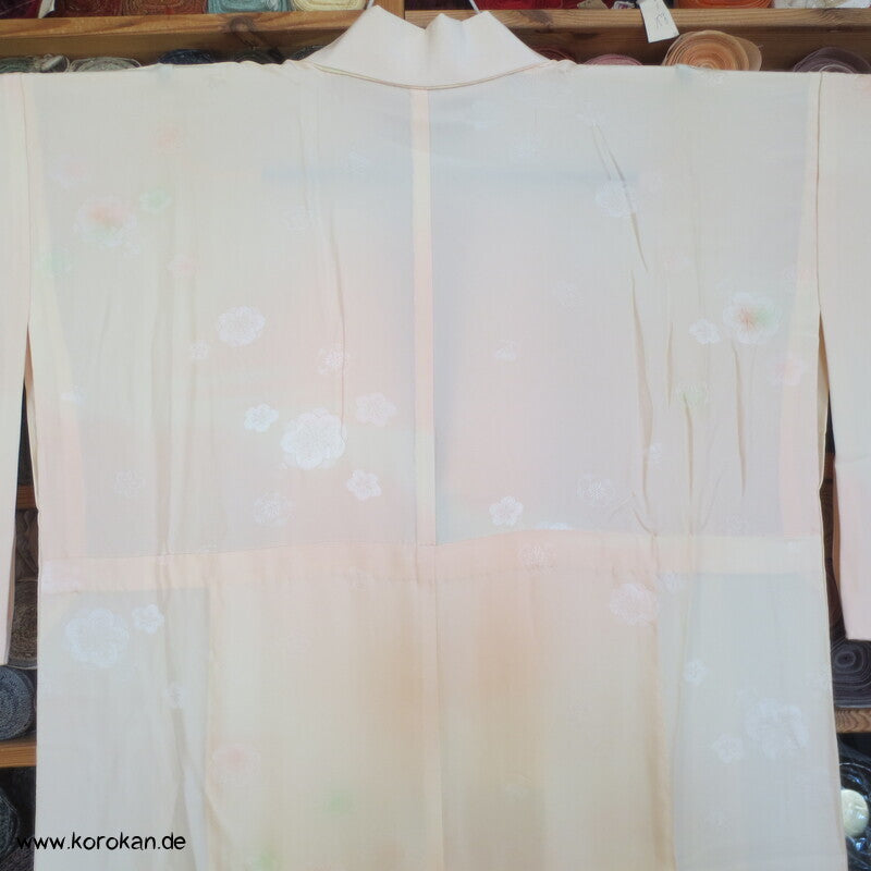 Ume Blüten Shibori Elemente Seidendamast Juban Unterkimono, wie neu