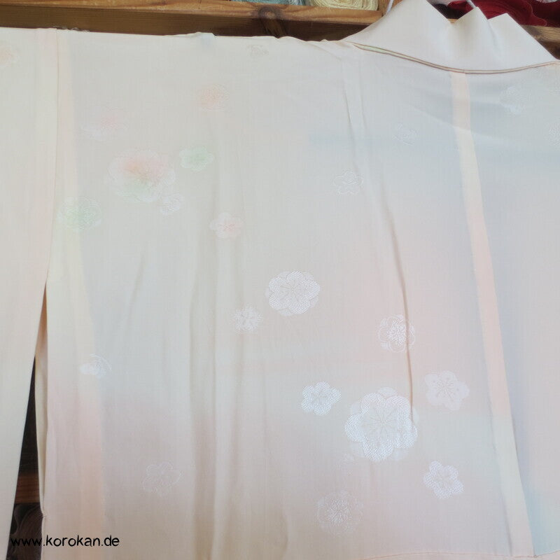Ume Blüten Shibori Elemente Seidendamast Juban Unterkimono, wie neu