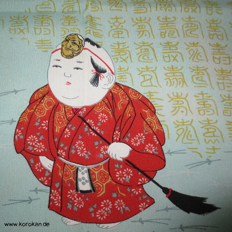 Furoshiki Gosho Dolls mit Masken vor Kanji