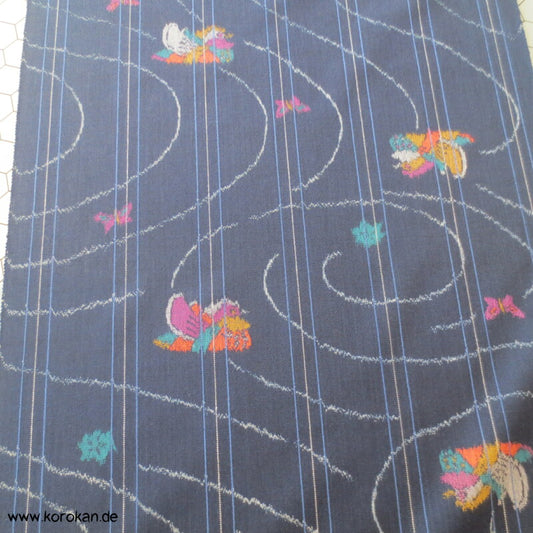 Mandarinenten, Schmetterlinge Kasuri Kimono Wolle Tanmono